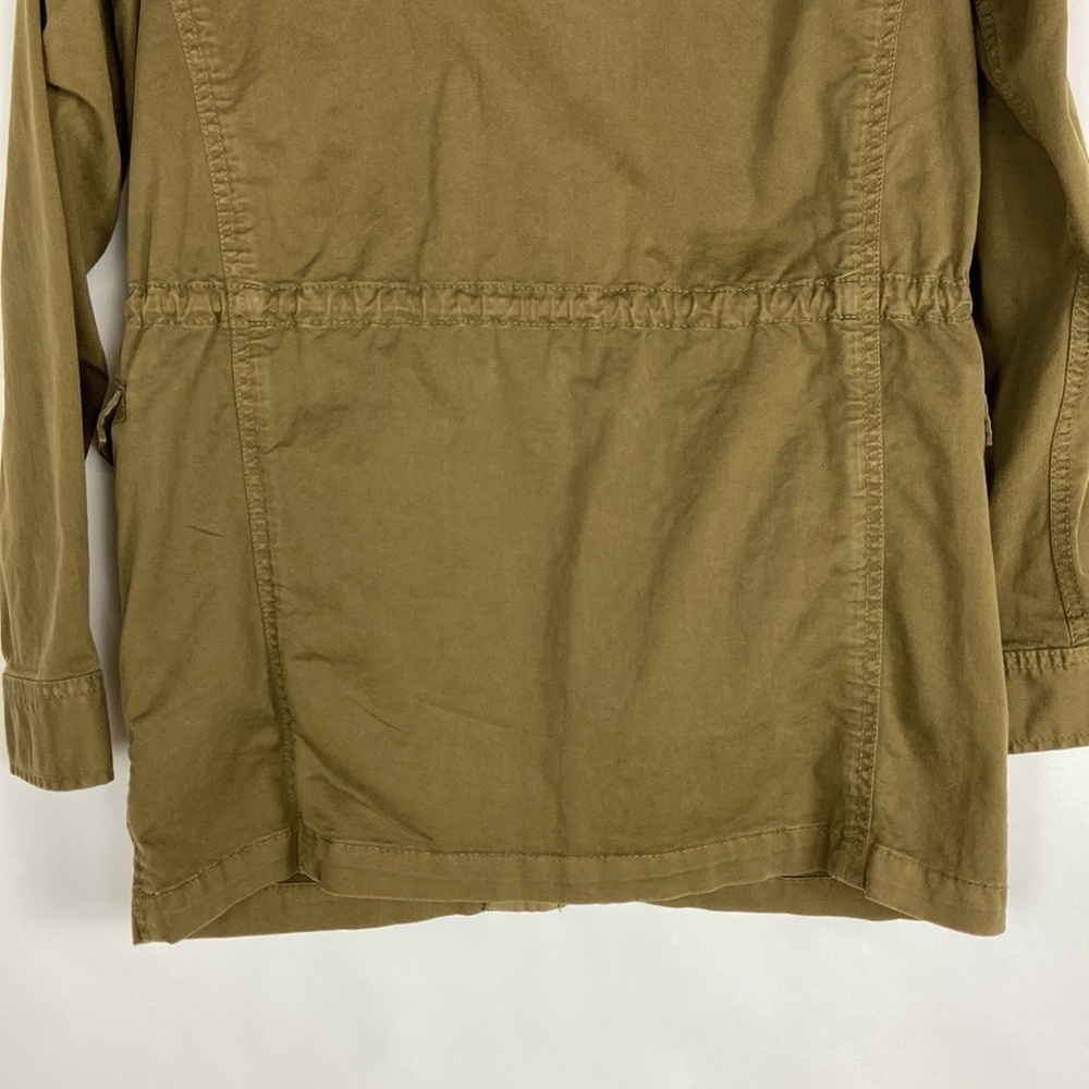 Lucky Brand Utility Jacket Color Army Green Cinch Waist Long Sleeve Coat - Picture 13 of 16